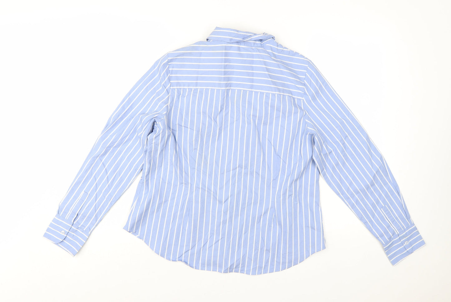 Marks and Spencer Women’s Blue Striped Long Sleeve Button-Up Shirt Size 14