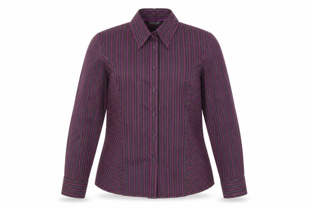 Marks & Spencer Women’s Purple Striped Long Sleeve Button-Up Shirt UK 18