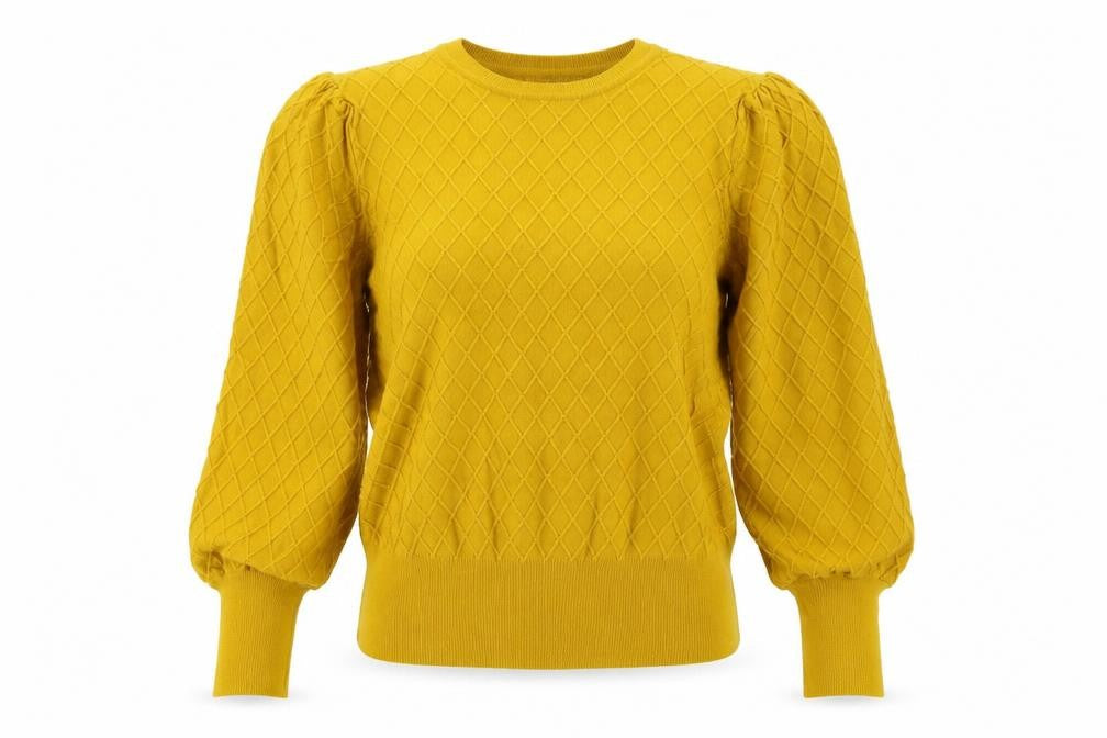 Marks & Spencer Women’s Yellow Crew Neck Puff Sleeve Jumper Size 14