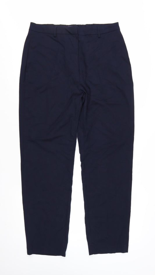 Marks and Spencer Women's Blue Regular Straight Leg Trousers Size 14