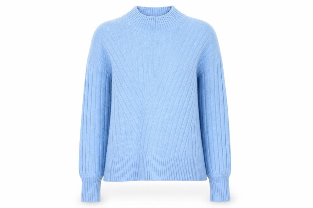 Warehouse Women’s Blue Wool Blend Mock Neck Jumper Size 12