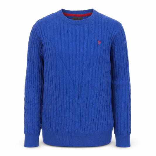Farah Jeans Boys Blue Cable-Knit Crew Neck Pullover Jumper 14-15 Years