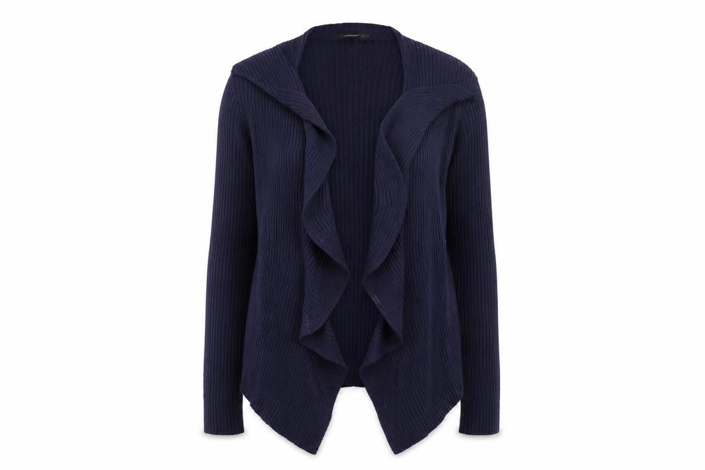 Northland Womens Blue Wool Blend Collared Open Cardigan L