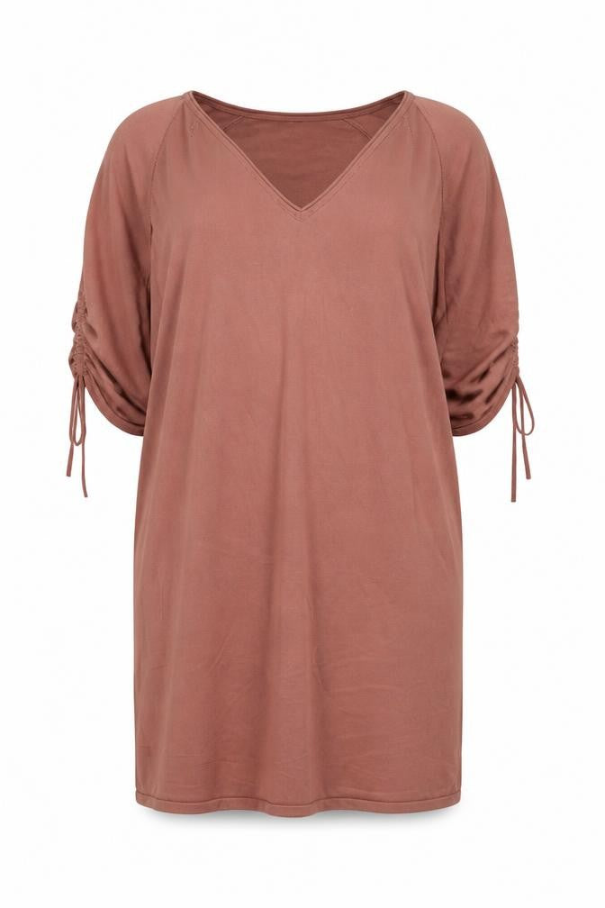 Poetry Women’s Brown Cotton V-Neck Shift Dress Size 18