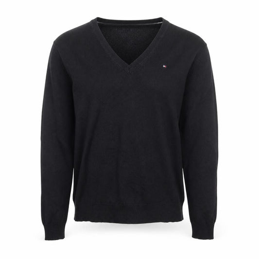 Tommy Hilfiger Men’s Black V-Neck Cotton Pullover Jumper XS