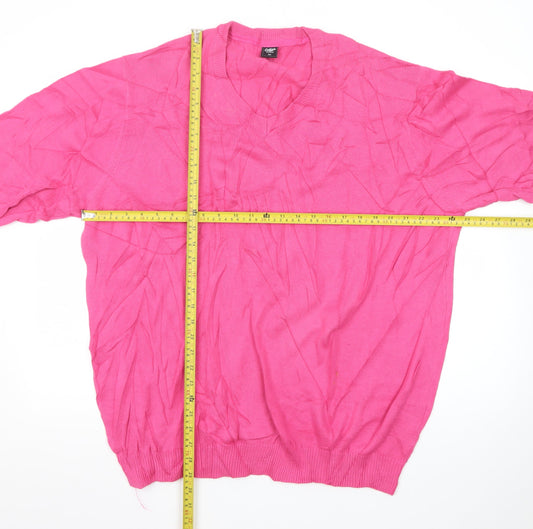 Cotton Traders Men’s Pink 2XL V-Neck Cotton Pullover Jumper