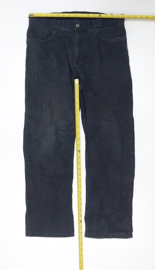 Marks and Spencer Blue Harbour Men's Dark Blue Straight Comfort Waist Jeans 34W 29L