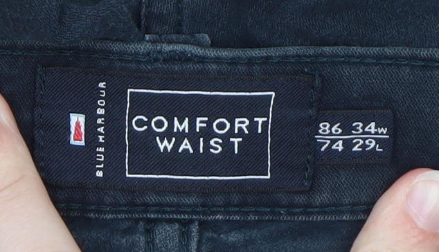 Marks and Spencer Blue Harbour Men's Dark Blue Straight Comfort Waist Jeans 34W 29L