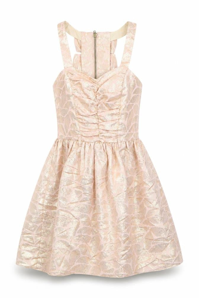 River Island Women’s Beige Jacquard Fit & Flare Dress Size 6