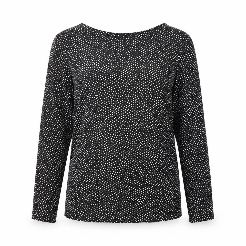 Marks & Spencer Womens Black Polka Dot Long Sleeve Jersey Top Size 8