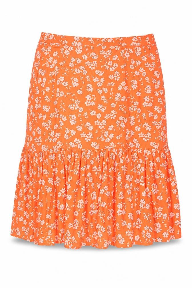 Marks & Spencer Women's Orange Floral A-Line Skirt Size 22