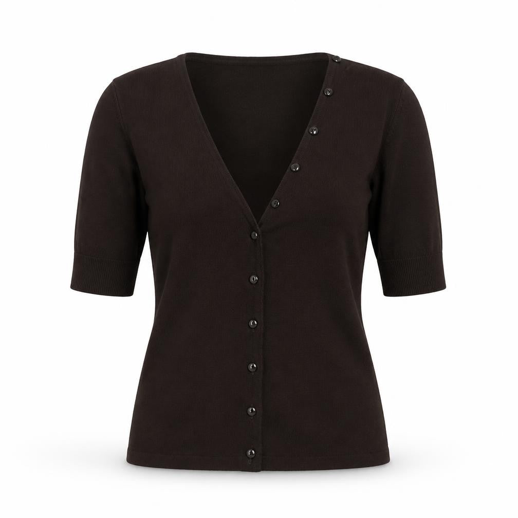 Marks and Spencer Women Brown Button-Up Knit Top Size 10