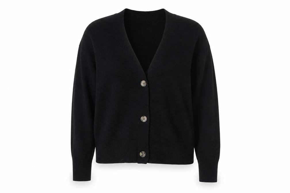 Whistles Women's Black Cotton Knit Cardigan Size S