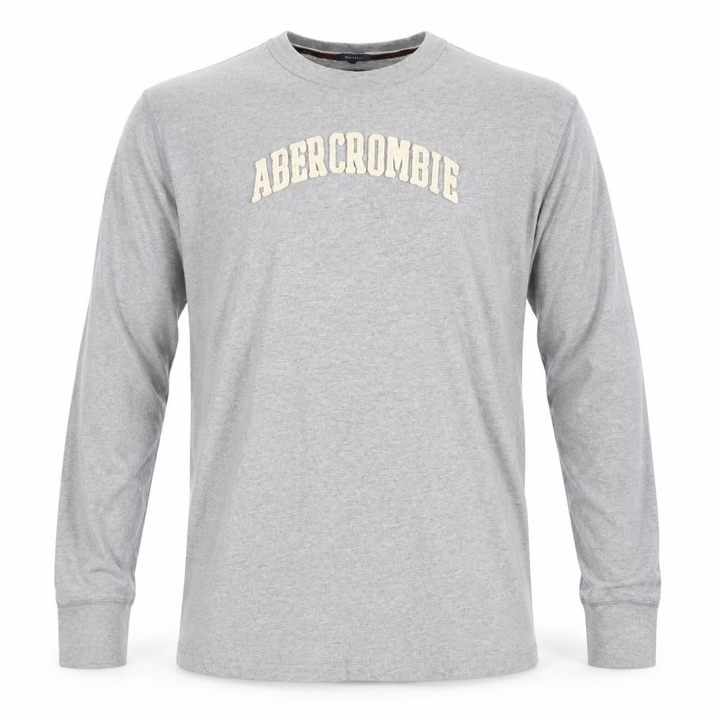 Abercrombie & Fitch Men's Grey 2XL Long Sleeve Crew Neck Top