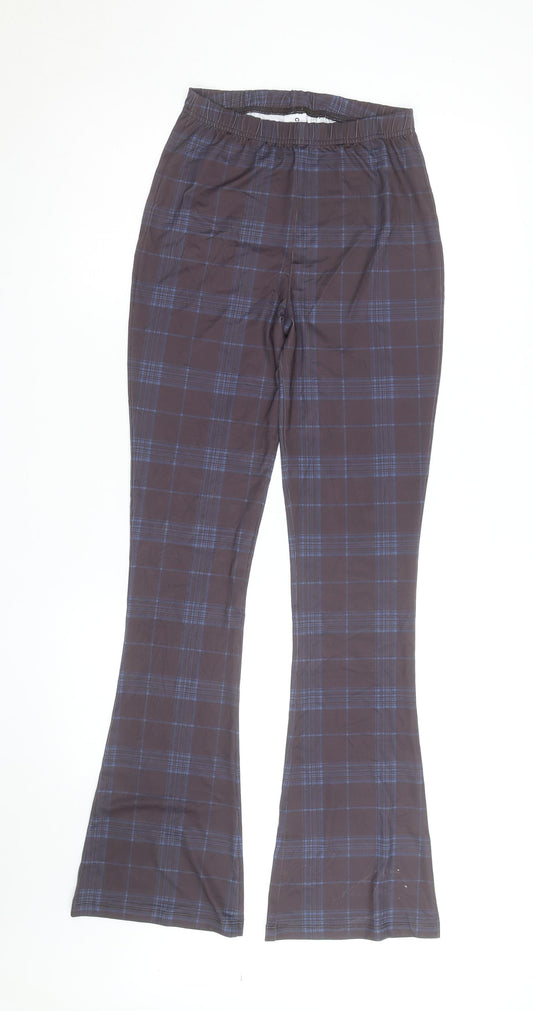 Collusion Women's Grey Check Flared Track Pants Size 8