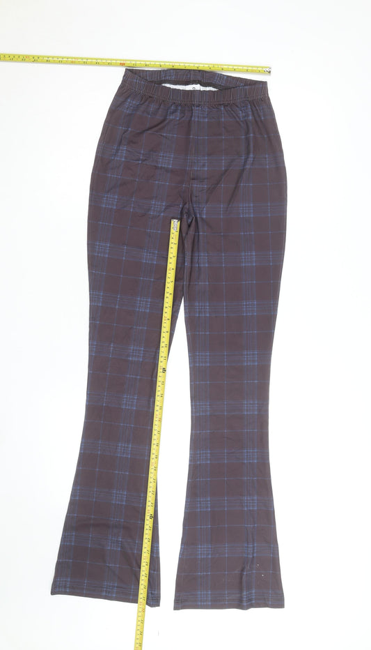 Collusion Women's Grey Check Flared Track Pants Size 8