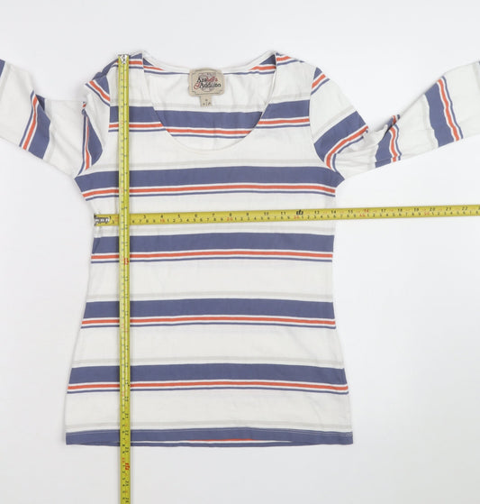 Arabella and Addison Womens Multicoloured Striped 3/4 Sleeve Cotton Top Size 12