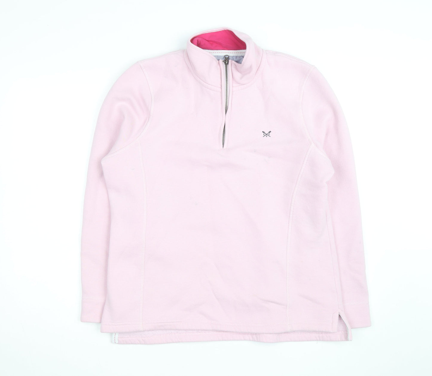 Crew Clothing Women Pink 1/2 Zip Pullover Sweatshirt Size 16 Cotton Blend