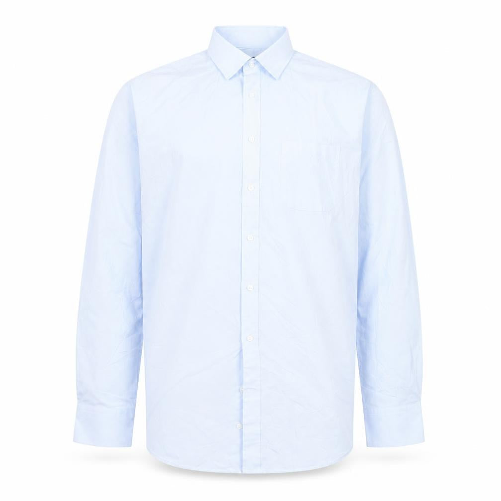 Marks & Spencer Men's Light Blue Regular Fit Long Sleeve Button-Up Shirt 17L