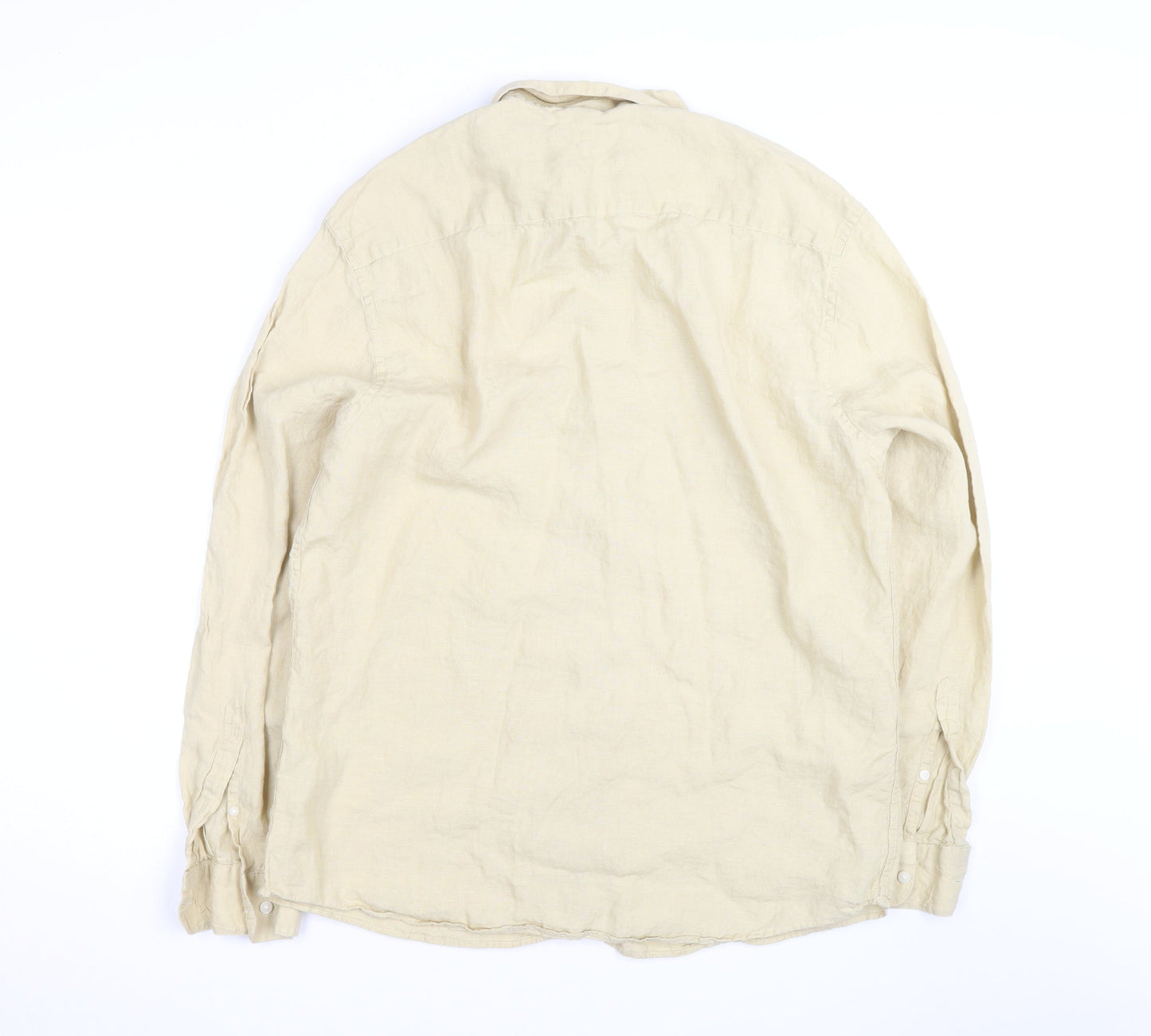 Marks and Spencer Men’s Beige Pure Linen Long Sleeve Shirt L