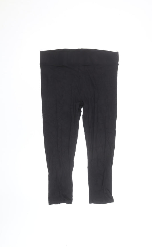 Marks and Spencer Women’s Black Capri Leggings L Jersey Cotton Stretch