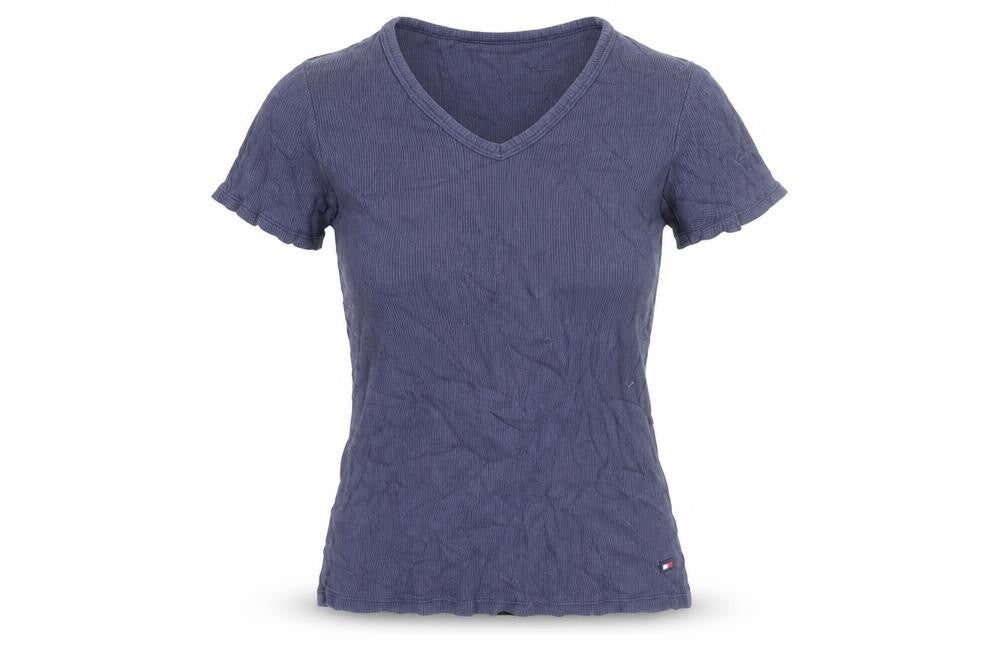 Tommy Jeans Women's Blue V-Neck Short Sleeve Cotton T-Shirt M