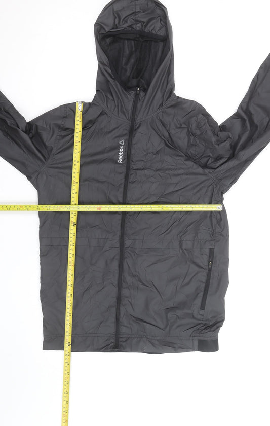 Reebok Men's Black Small Hooded Lightweight Windbreaker Jacket