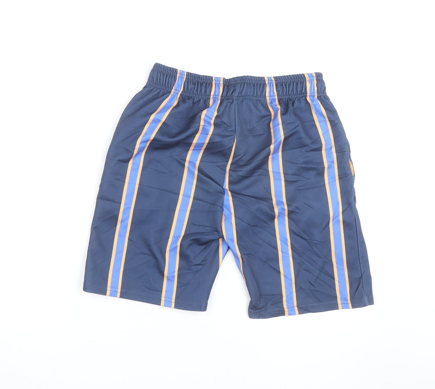 boohooMAN Men Blue Striped Drawstring Casual Shorts Size S