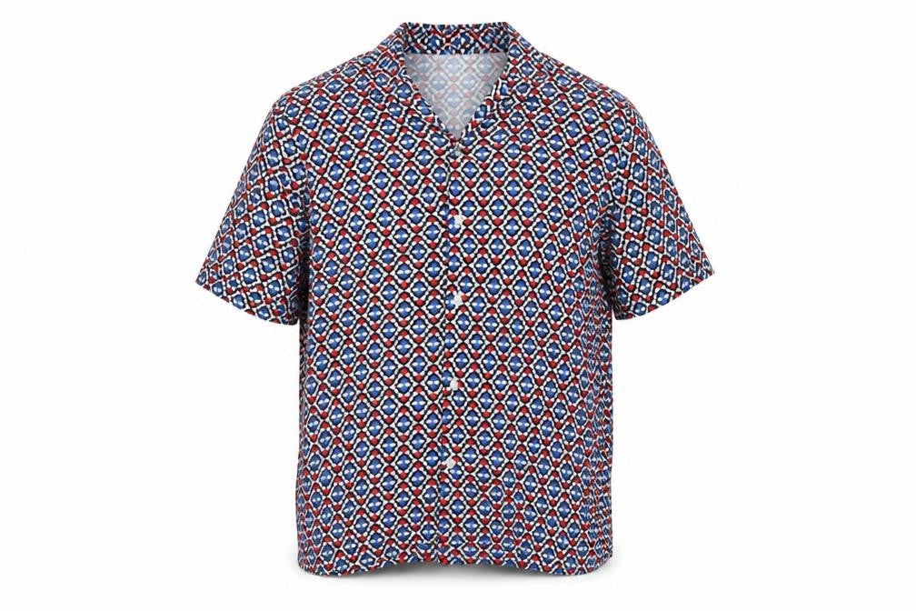 Topman Men's Multicoloured Geometric Short Sleeve Viscose Shirt M