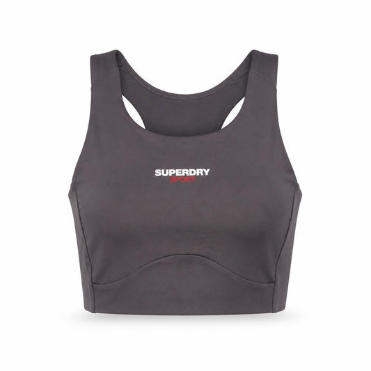 Superdry Women’s Grey Medium Support Sports Bra UK10 Polyester Blend