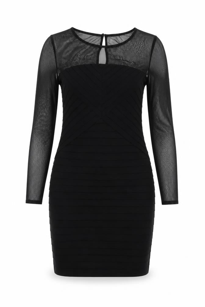 Wallis Women Black Long Sleeve Bodycon Knee Length Dress Size 12