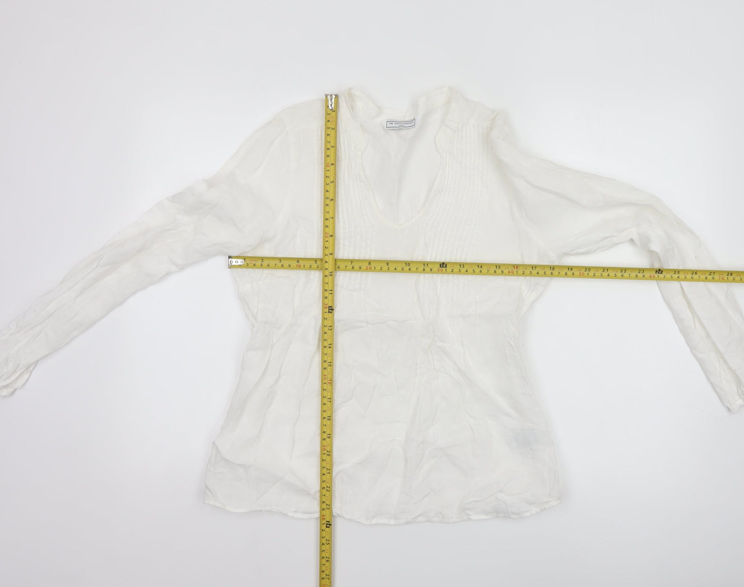 The White Company Women’s White Linen Tunic Blouse Size 12 Long Sleeve