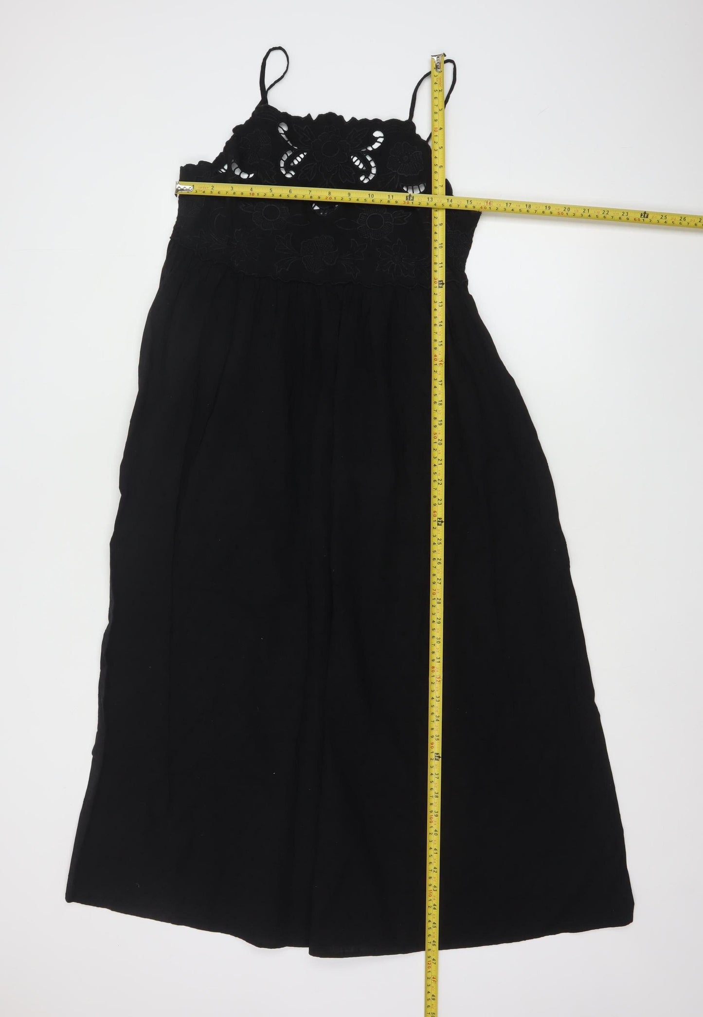 New Look Women's Black Size 12 Cotton Embroidered Midi Maxi Dress