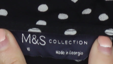 Marks and Spencer Women Black Polka Dot A-Line Midi Dress Size 16