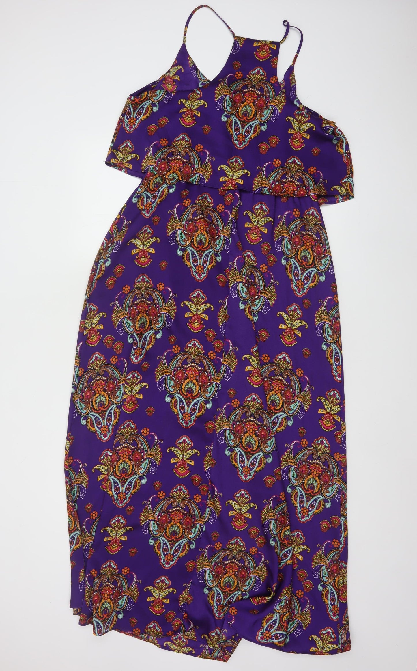 River Island Women’s Purple Paisley Midi Slip Dress Size 12