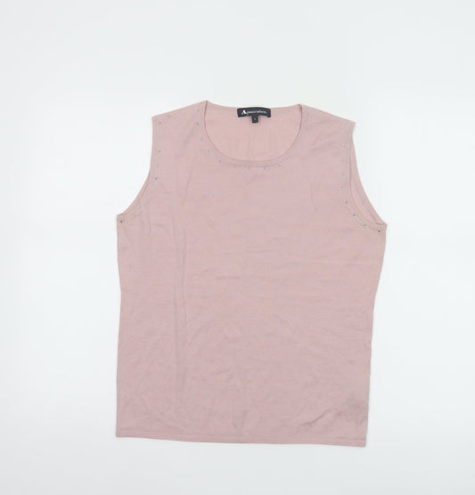 Aquascutum Women Pink Wool Silk Cashmere Sleeveless Tank L