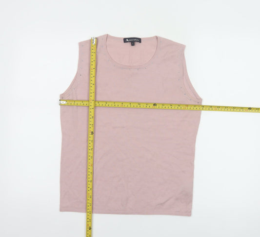 Aquascutum Women Pink Wool Silk Cashmere Sleeveless Tank L