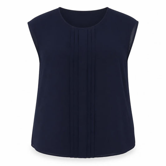 Boden Women's Blue Cotton Modal Pleated Sleeveless Blouse Size 18