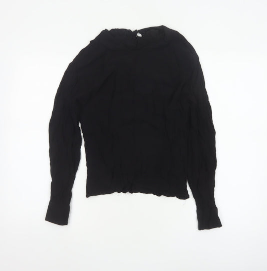 & Other Stories Women Black High Neck Long Sleeve Blouse Size 8