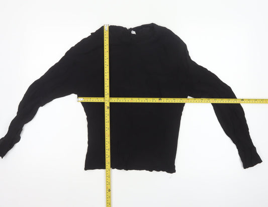 & Other Stories Women Black High Neck Long Sleeve Blouse Size 8