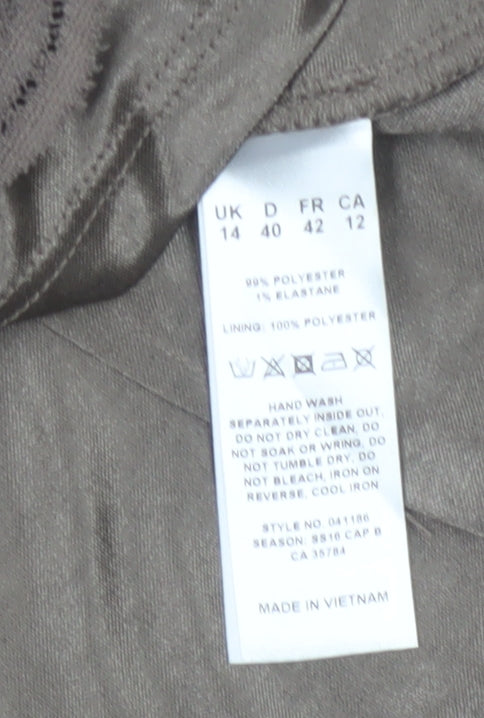 Jacques Vert Petite Women’s Brown Sequin Lace Short Sleeve Top UK 14