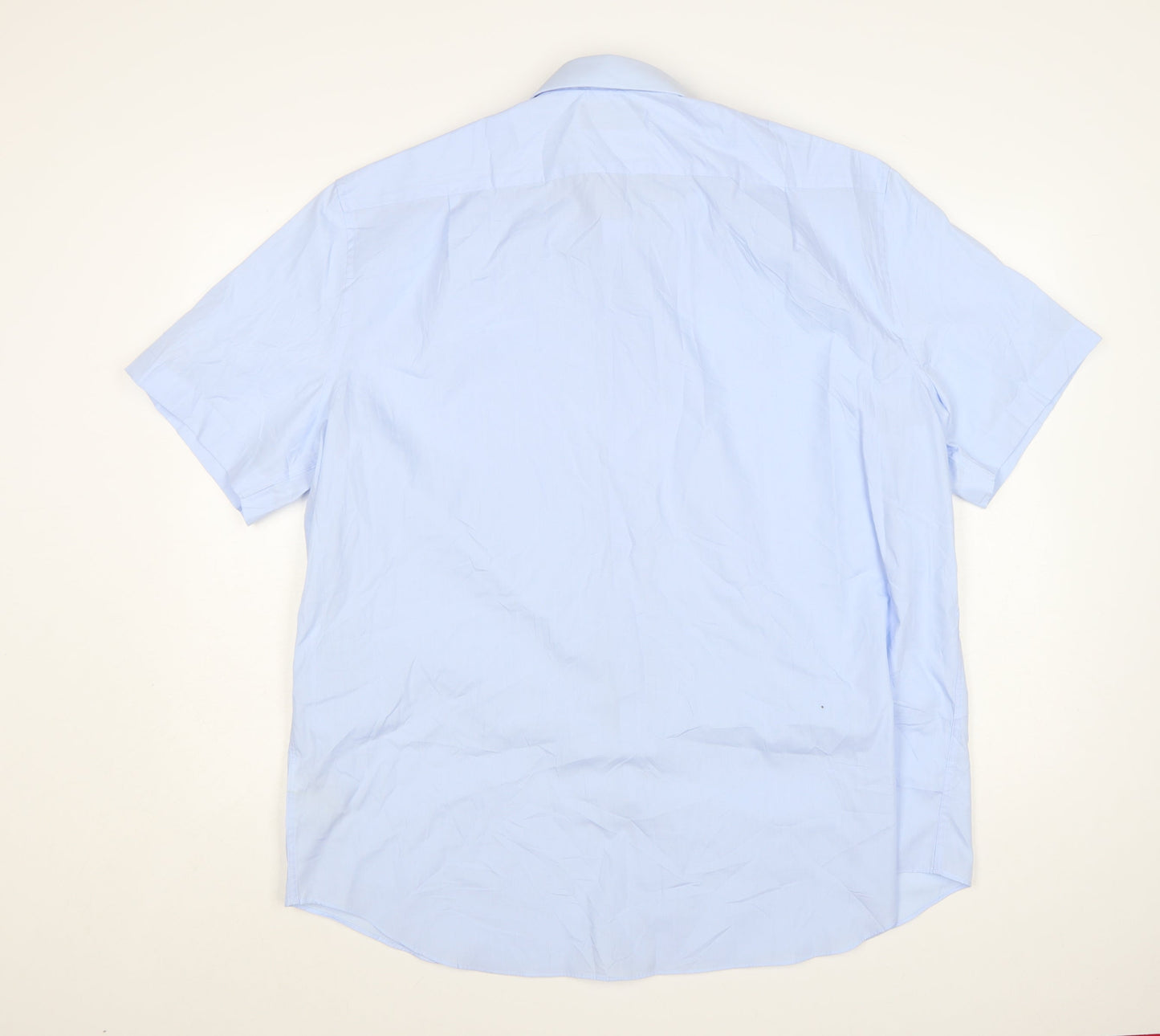 Marks and Spencer Men's Blue Regular Fit 18in Short Sleeve Dress Shirt