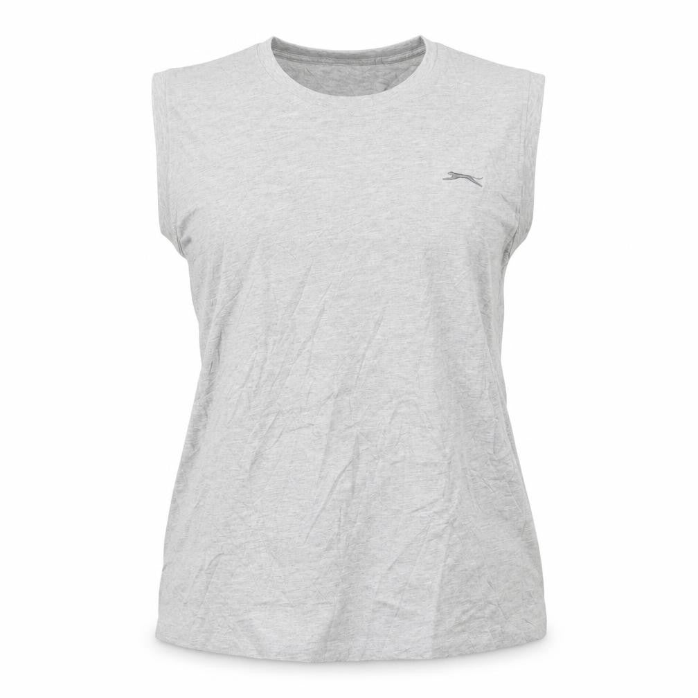Slazenger Womens Grey Sleeveless Tank Top L Basic Cotton Blend