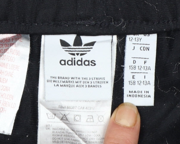 adidas Boys Black Jogger Trousers 12-13 Years with Side Stripes