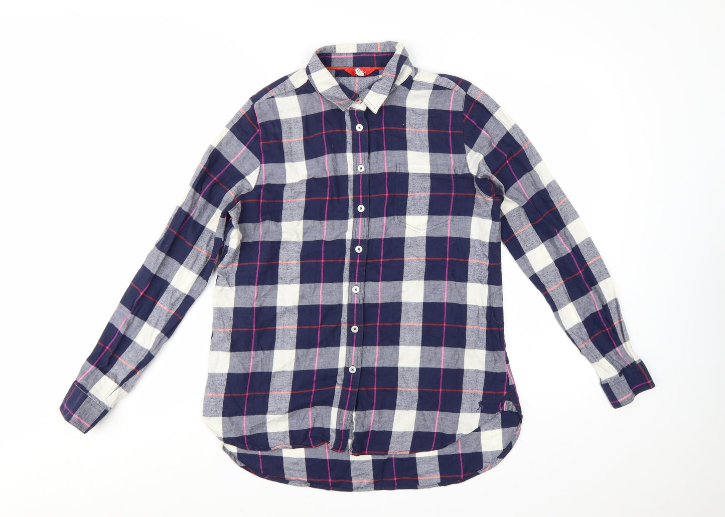 Joules Women's Blue Check Cotton Long Sleeve Button-Up Shirt UK 10