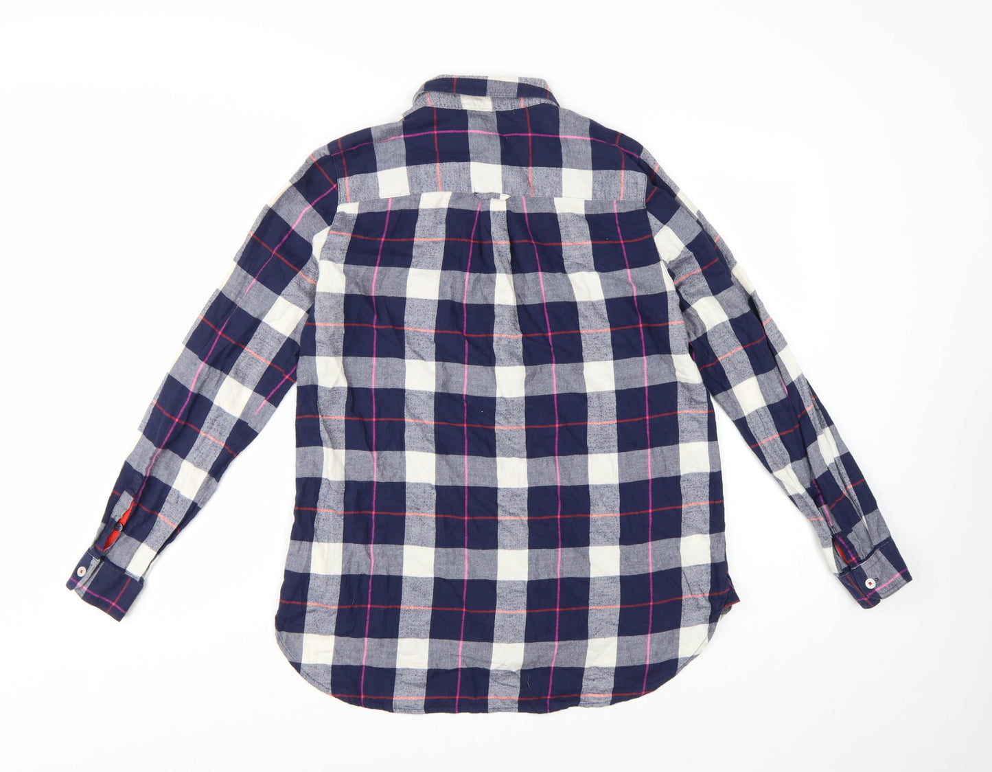 Joules Women's Blue Check Cotton Long Sleeve Button-Up Shirt UK 10