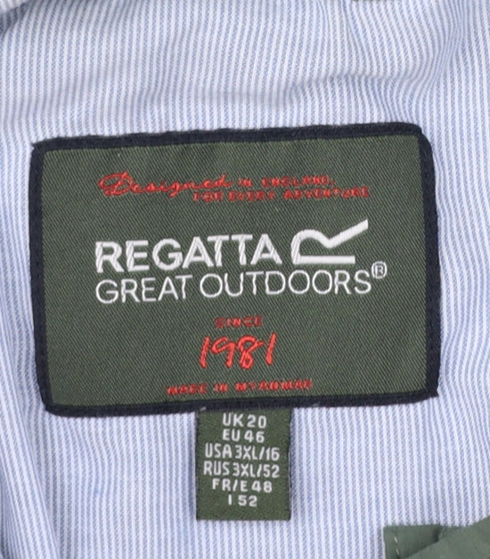 Regatta Womens Green Hooded Parka Jacket Size 20 Waterproof Lined