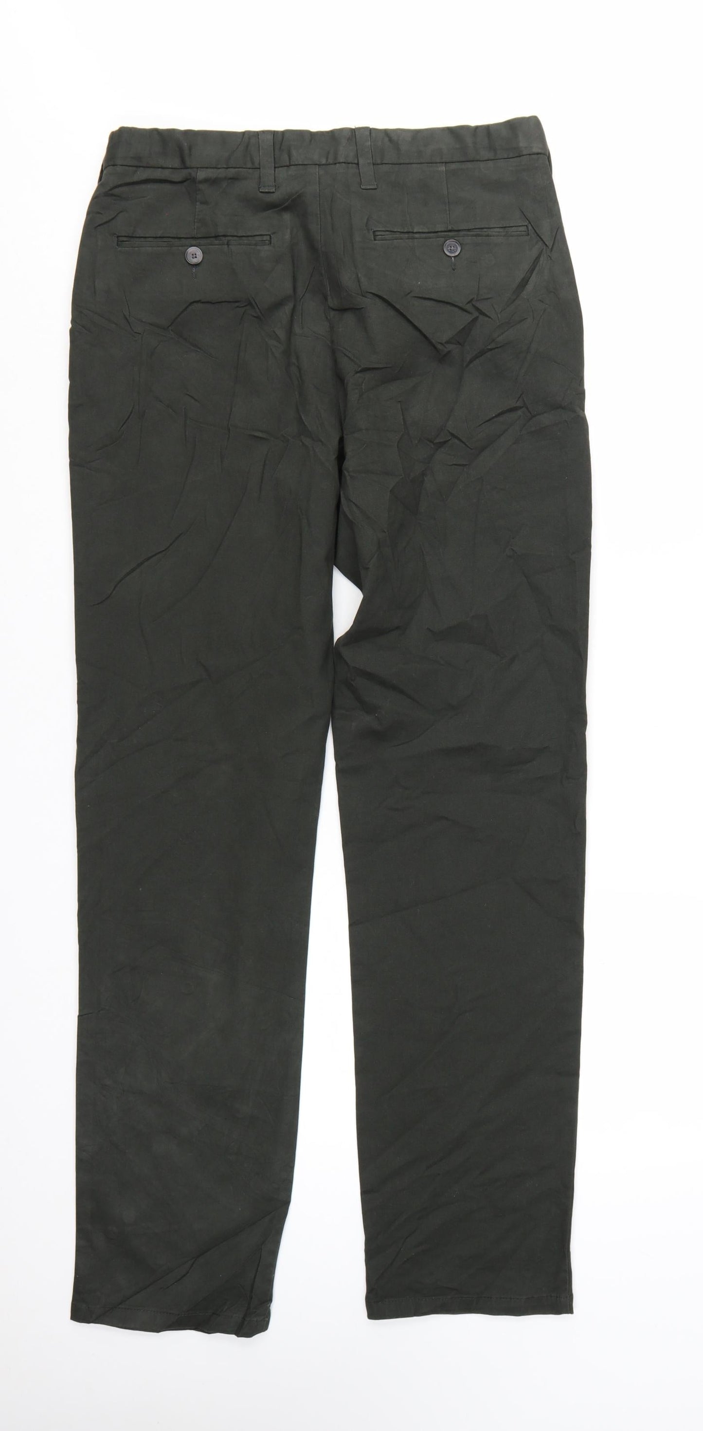 Marks and Spencer Men's Black Chino Trousers 32W 33L Regular Fit
