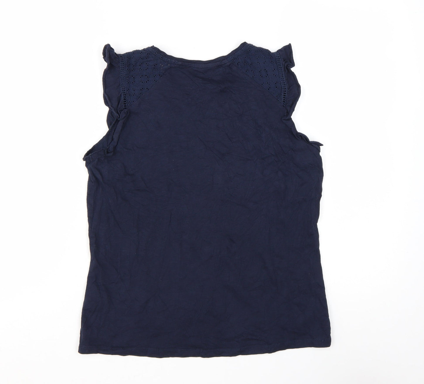 Oasis Women Blue Sleeveless Crew Neck Cotton Camisole Top Size S