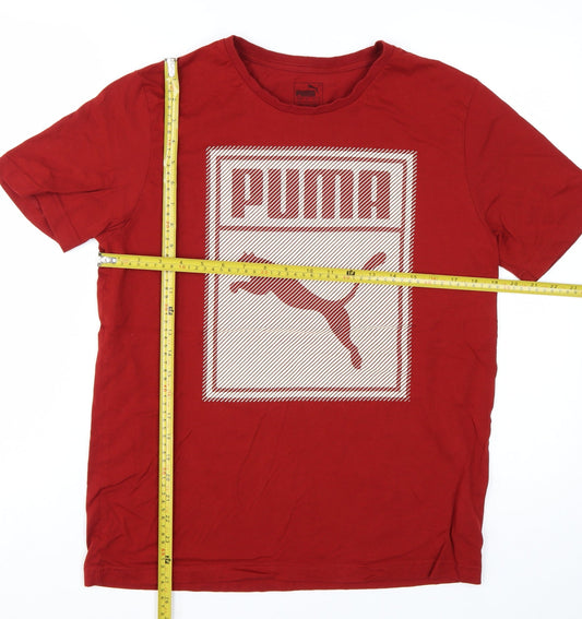 Puma Men's Red Crew Neck Graphic Sports Cotton T-Shirt M